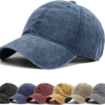 Men Women Washed Distressed Twill Cotton Baseball Cap Vintage Adjustable Dad Hat