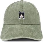 Trendy Apparel Shop Tuxedo Cat Kitten Patch Pigment Dyed Washed Baseball Cap