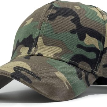 Structured Baseball Cap with Adjustable Closure - Performance Hat for Outdoor Activities and Custom Embroidery (1pc Camo Woodland)