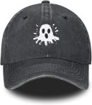 Embroidered Baseball Cap Adjustable Vintage Washed Distressed Denim Baseball Hat for Women Men