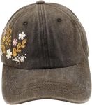 Floral Baseball Cap for Men and Women - Embroidery Hip Hop Caps, Washed Vintage Retro Dad Hats Colorful Flowers Outdoor,Black 2025