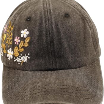Floral Baseball Cap for Men and Women - Embroidery Hip Hop Caps, Washed Vintage Retro Dad Hats Colorful Flowers Outdoor,Black 2025